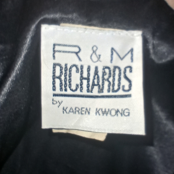 Vintage R&M Richards Black Satin Long Jacket w/ Frog Closure & Pants Set Size 16 - Picture 2 of 9